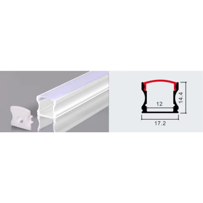 PERFIL PARA CINTA LED 2M SOBREPUESTO SIN PESTAÑA ALTO COLOR ALUMINIO 0.6MM1