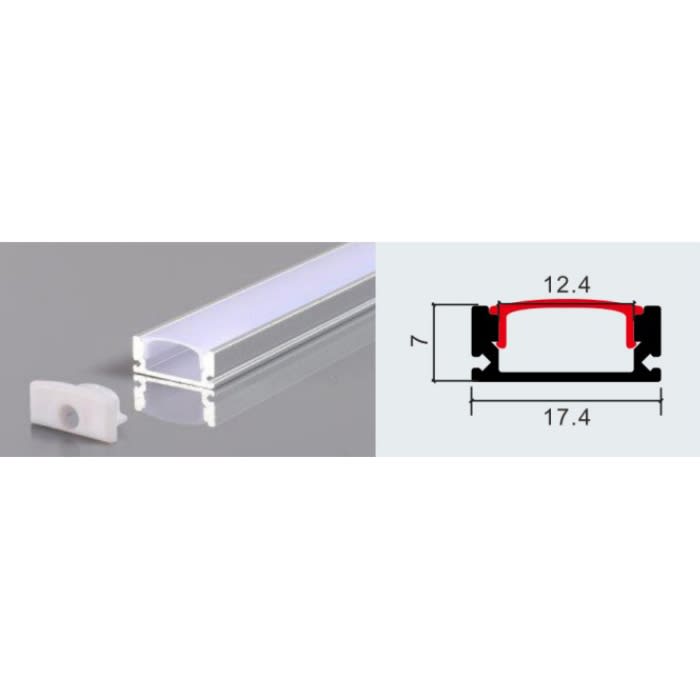 PERFIL PARA CINTA LED 2M SOBREPUESTO SIN PESTAÑA COLOR ALUMINIO 0.5MM1