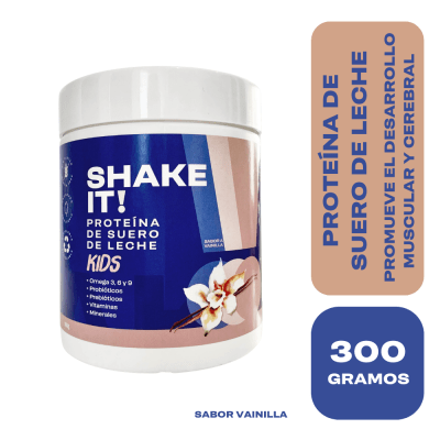SHAKE IT! POLVO DE PROTEINA DE SUERO DE LECHE KIDS SABOR VAINILLA X 300GR