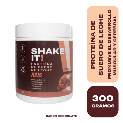 SHAKE IT! POLVO DE PROTEINA DE SUERO DE LECHE KIDS SABOR CHOCOLATE x 300 GR