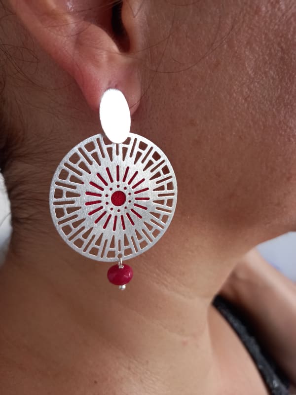 ARO ORO BLANCO PIEDRA ROJA