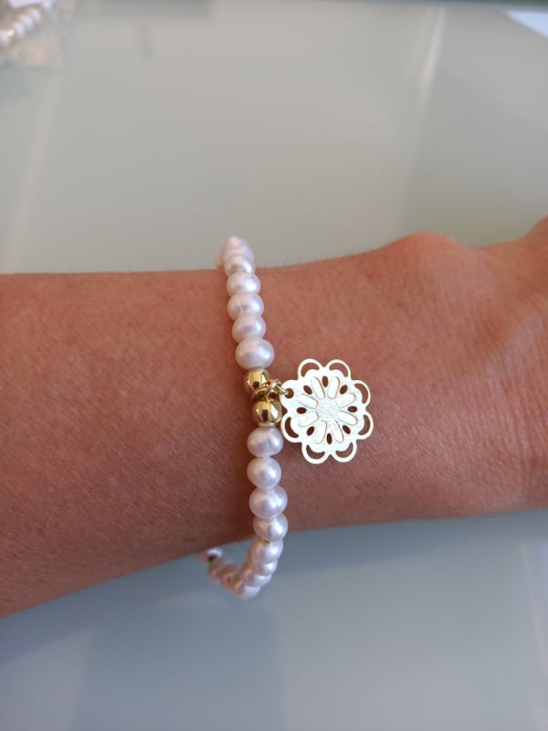 PULSERA PERLAS ORO AMARILLO