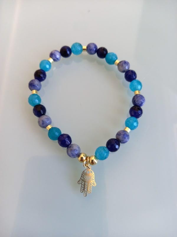 PULSERA ORO AMARILLO PIEDRA AZUL