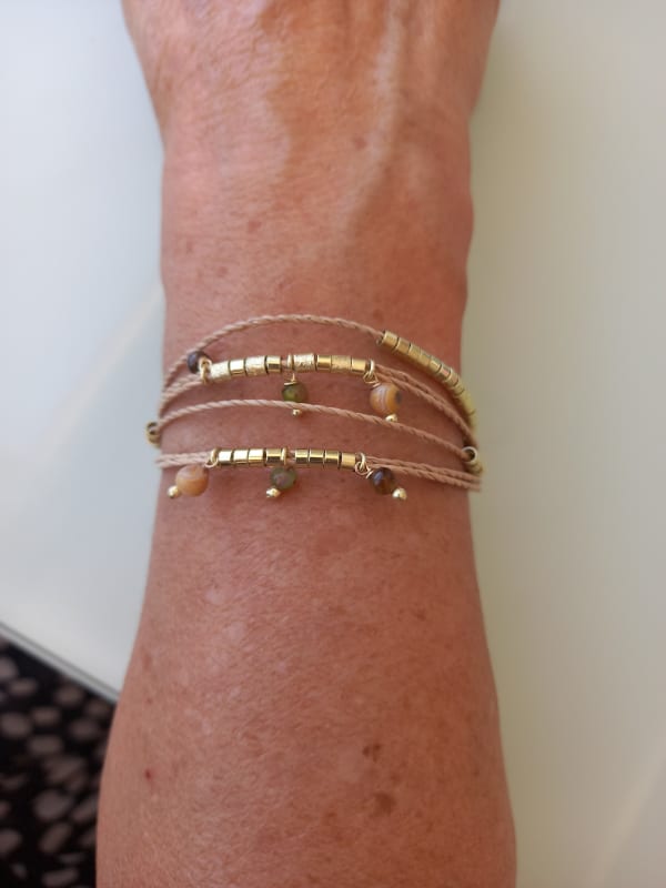 PULSERA ORO AMARILLO PIEDRA CAFÉ