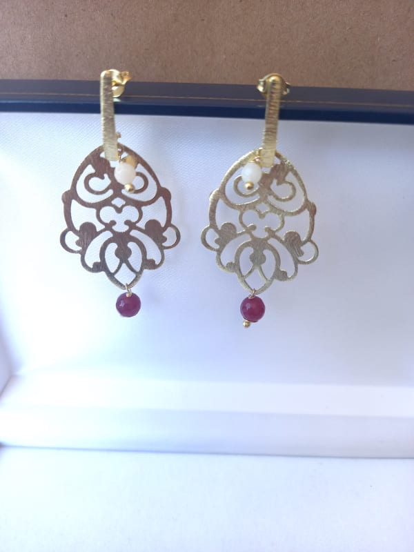 ARO ORO AMARILLO PIEDRA BURDEO