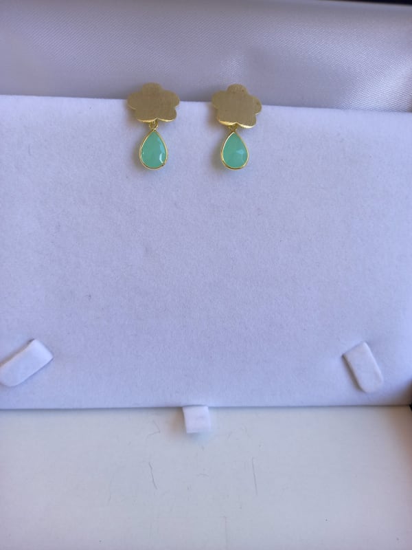 ARO ORO AMARILLO SATINADO PIEDRA VERDE