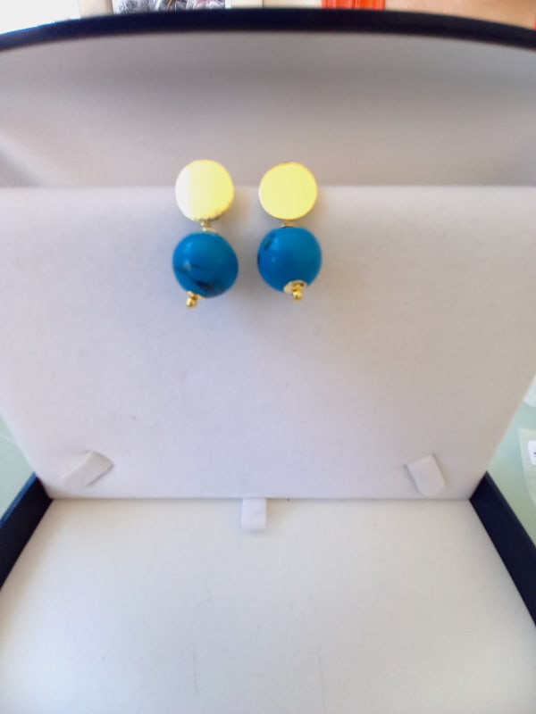 ARO ORO AMARILLO PIEDRA AZUL