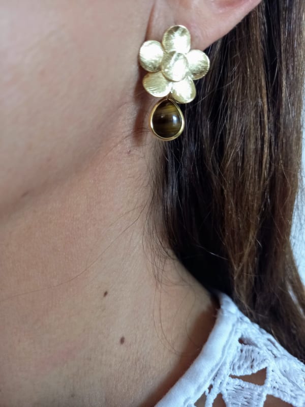 ARO BAÑO ORO AMARILLO PIEDRA CAFÉ