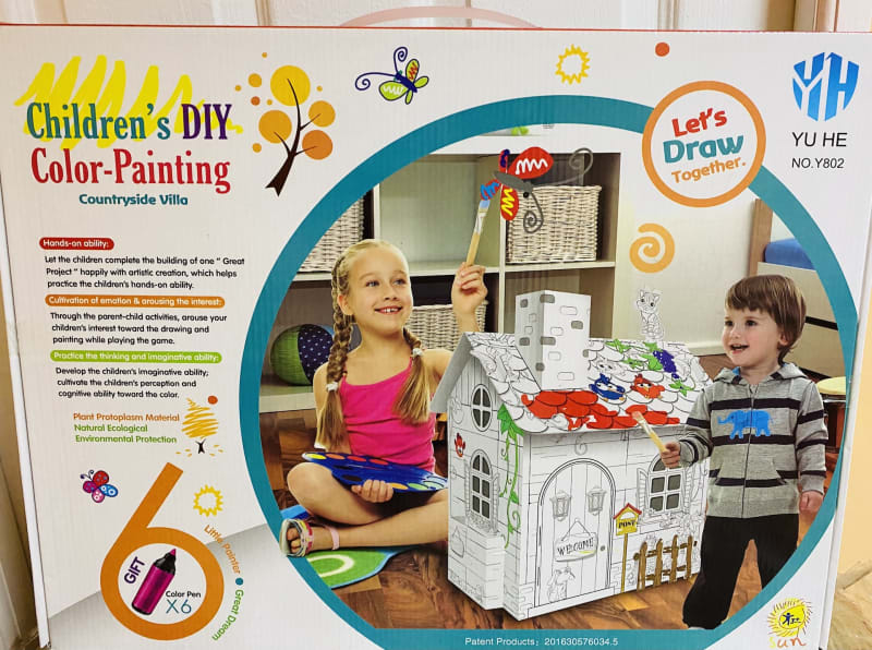 CASA DE CARTÓN PARA COLOREAR MEDIANA