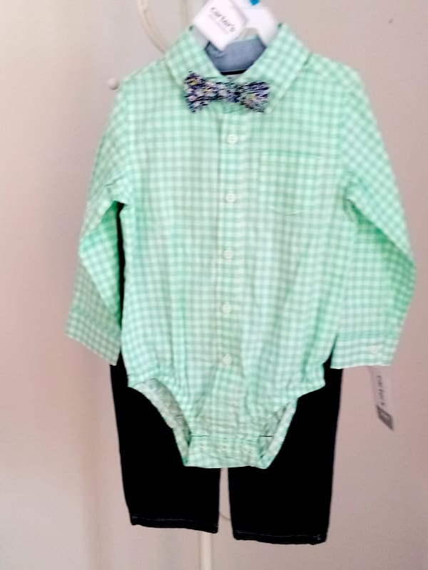 CAMISA Y PANTALON BEBE  CUADRILLE Y JEANS CARTERS