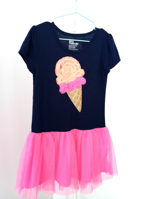 VESTIDO NIÑA  EPIC THREADS AZUL Y ROSA