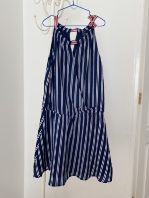 VESTIDO NIÑA  TOMMY HILFIGER AZUL Y BLANCO1