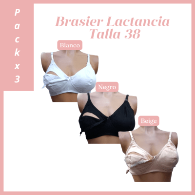 Pack 3 Brasier Lactancia Algodón Licrado 38