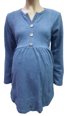 Chompero M/L Materno 3 Botones Celeste Jaspeado