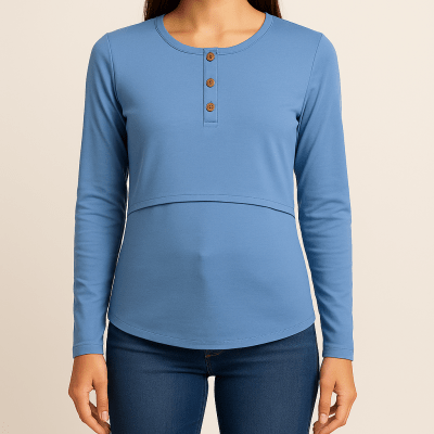 Polo M/L Lactancia 3 Botones Pecho  Acero