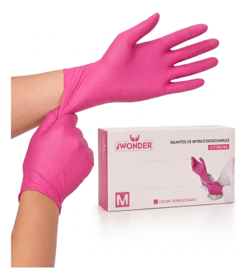 GUANTES DE NITRILO TALLA M ROSA1