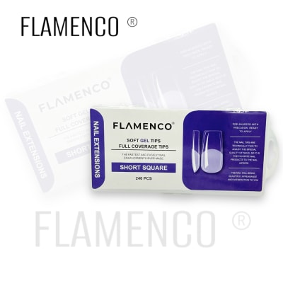 FLAMENCO TIPS SOFT GEL SHORT SQUARE  MORADA 240 PCS