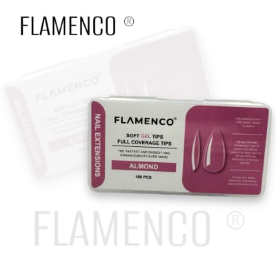 FLAMENCO TIPS SOFT GEL  ALMOND 100 PCS ROSADA