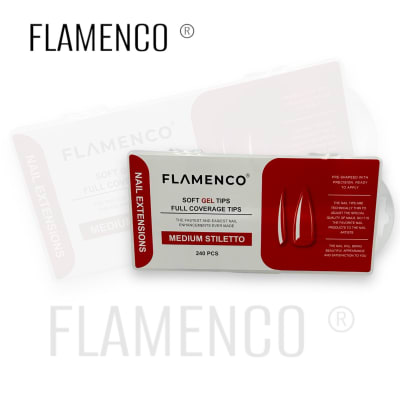 FLAMENCO TIPS SOFT GEL  MEDIUM STILETTO ROJAS 240 PCS