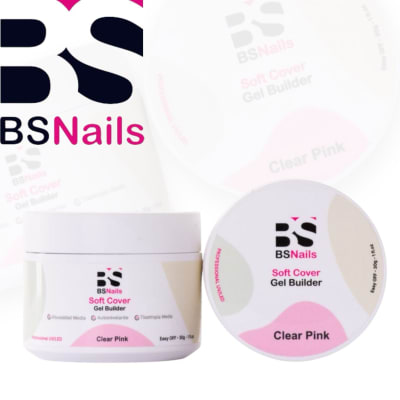 BS NAILS SOFT COVER GEL BUILDER CLEAR PINK POTE BLANCO 30G