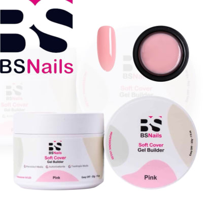 BS NAILS SOFT COVER GEL BUILDER PINK POTE BLANCO 30G