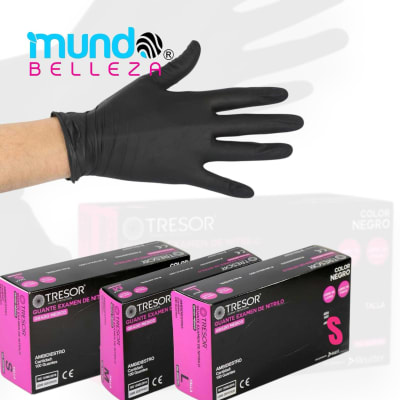 GUANTES DE NITRILO TRESOR TALLA S NEGRO