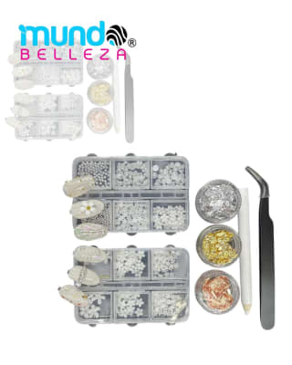 SET DE FLORES, CAVIAR, PERLAS, PAPEL ORO
