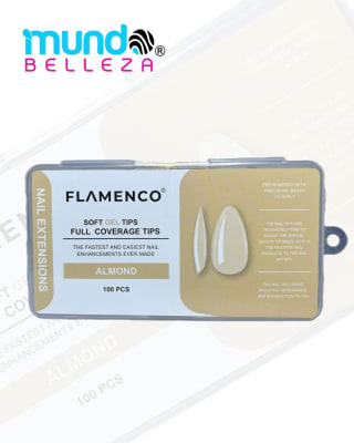 FLAMENCO TIPS SOFT GEL ALMOND 100 PCS NARANJA OPACO