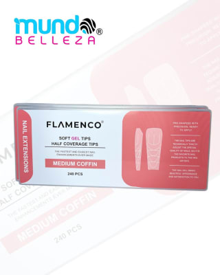 FLAMENCO TIPS SOFT GEL MEDIUM COFFIN 240 PCS ROJO