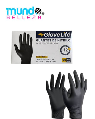 GUANTES DE NITRILO GLOVE LIFE TALLA XS NEGRO