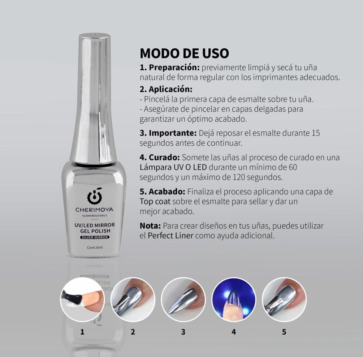 CHERIMOYA ESMALTE METALICO MIRROR GEL POLISH1