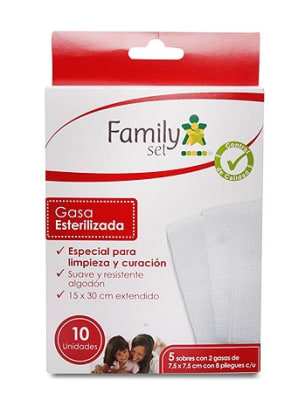 Gasa no adherente esterilizada 15x30 family set 10u