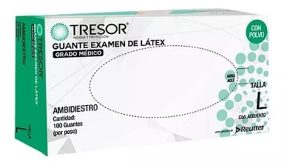 Guante Latex C/P Blanco Tresor L 100u