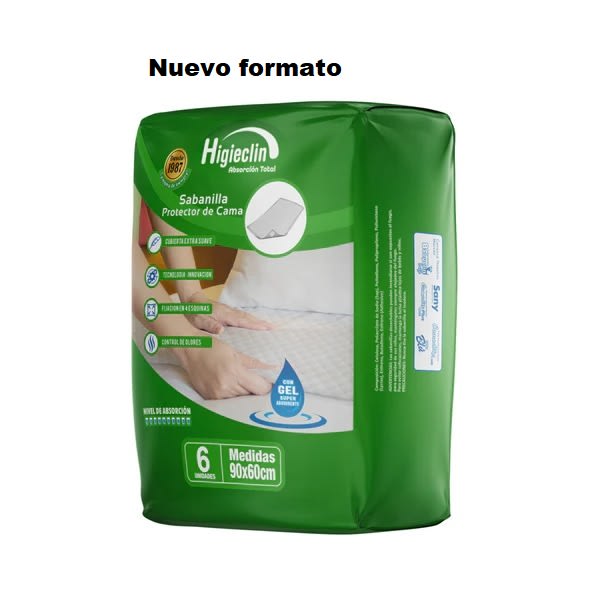 Sabanilla Higieclin Cobertor/Protector cama con Gel 6U. 90x60cm2