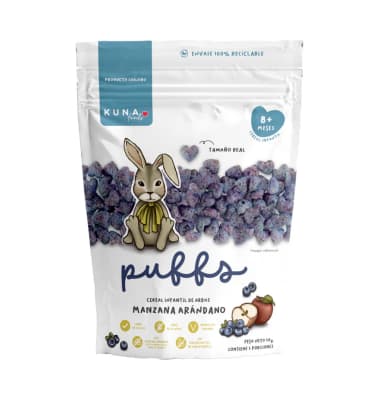 Cereal Infantil de Arroz Puffs KUNA FOODS Manzana Arandano 50gr