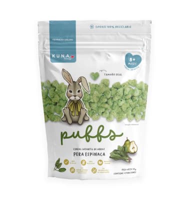 Cereal Infantil de Arroz Puffs KUNA FOODS Pera Espinaca 50gr