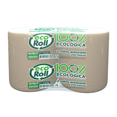 Pack 2 toallas de papel ecoroll ecológicas, 400 mts totales