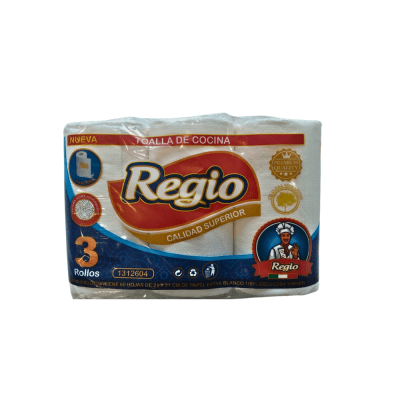 pack 3 rollos toalla de papel Regio de 12,6 mts