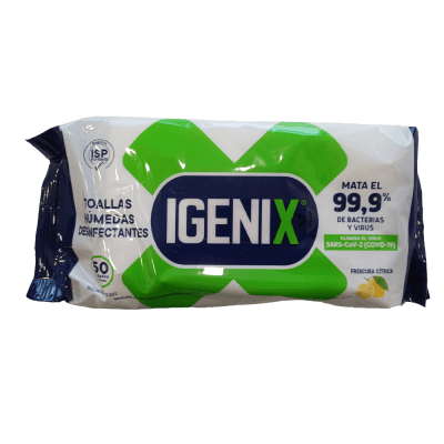 Bolsa de toallitas humedas desinfectantes Igenix 50 unidades