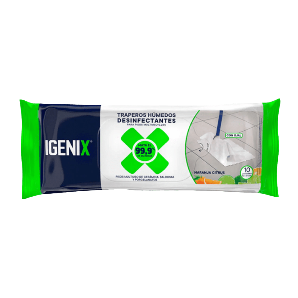 Trapero Humedo desinfectante para pisos; Igenix, 10 unid., Naranja Citrus1
