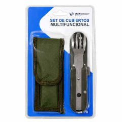 SET CUBIERTOS DE CAMPING VERDE