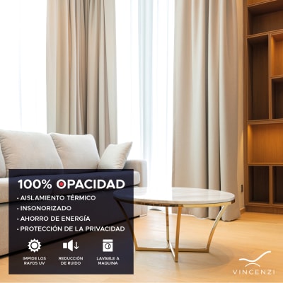 Cortina de Tela Blackout Beige Vincenzi 140x220