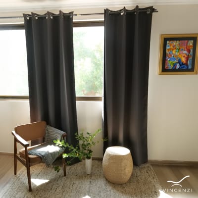 Pack Cortina de Tela Blackout Vincenzi 140x220 Gris Grafito