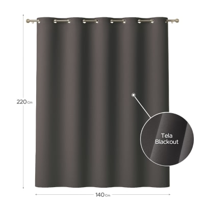 Cortina de Tela Blackout Gris Grafito 140x220 cm Vincenzi