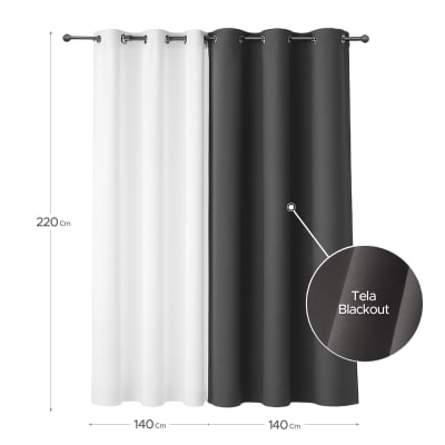 Cortina de Tela Blackout Gris Grafito + Velo  Vincenzi 140x220