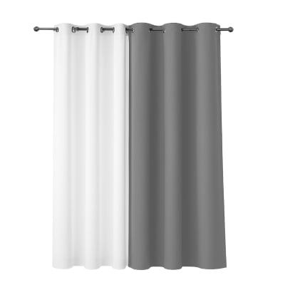 Cortina de Tela Blackout Gris + Velo Vincenzi 140x220 cm