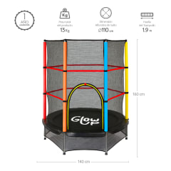 Cama Elástica GlowUp 140mt 4,5 Ft Malla Seguridad Superior