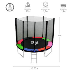 Cama Elástica 6ft 1.83mt soporta 160kg Malla Glowup + Escalera