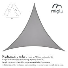 Toldo vela triangular gris Miglu + kit de instalación