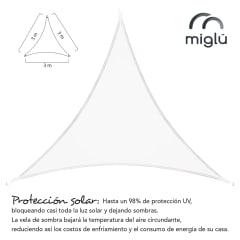 Toldo vela triangular blanco Miglu + kit de instalación